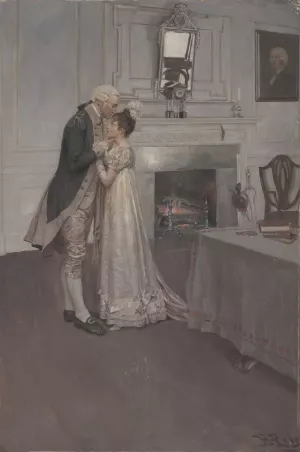 Washington And Nellie Custis by Howard Pyle Oil Painting