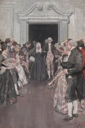 Washington Bringing His Mother Into The Ballroom, Fredericksburg by Howard Pyle Oil Painting