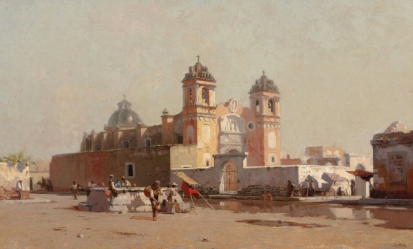 Church of Santa Anna in Mexico  by Howard Russell Butler - Hand-Painted Oil Painting Reproduction