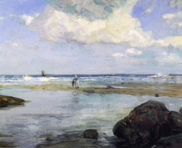 Main Product Photo of English Coast also known as Gone on St. Ives Beach Painting by Howard Russell Butler