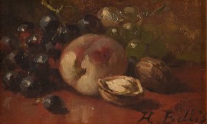 Fruit still life by Hubert Bellis Oil Painting