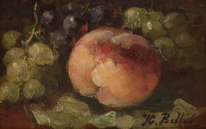 Fruit still life by Hubert Bellis Oil Painting
