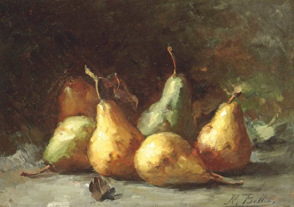 Pears by Hubert Bellis - Hand-Painted Oil Painting Reproduction