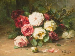 Rose still life by Hubert Bellis Oil Painting