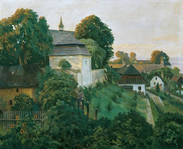 An der Klostermauer in Opocno  by Hubert Landa - Hand-Painted Oil Painting Reproduction