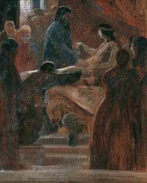 Auferweckung der Tochter des Jairus by Hubert Landa Oil Painting