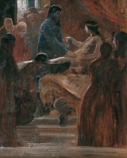 Auferweckung der Tochter des Jairus  by Hubert Landa - Hand-Painted Oil Painting Reproduction
