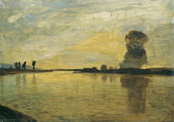 Donaulandschaft  by Hubert Landa - Hand-Painted Oil Painting Reproduction