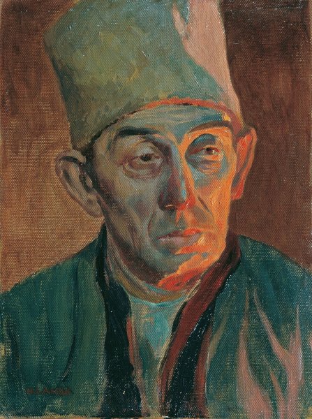 Mann mit Pelzkappe  by Hubert Landa - Hand-Painted Oil Painting Reproduction