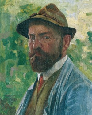 Selbstbildnis by Hubert Landa Oil Painting