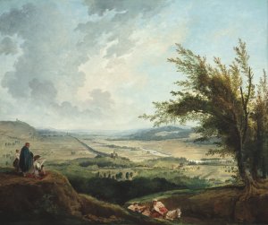 An extensive landscape near Paris by Hubert Robert Oil Painting