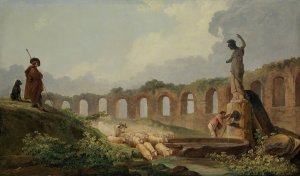 Aqueduct in Ruins by Hubert Robert Oil Painting