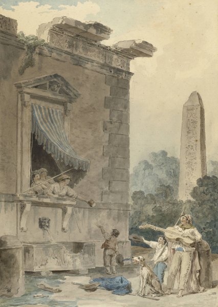Charitable Ladies  by Hubert Robert - Hand-Painted Oil Painting Reproduction