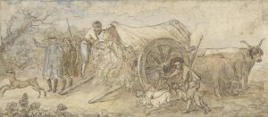 Covered wagon in the Campagna by Hubert Robert Oil Painting