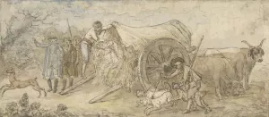 Covered wagon in the Campagna by Hubert Robert Oil Painting