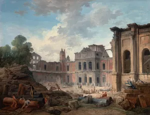 Demolition of the Chateau of Meudon by Hubert Robert Oil Painting