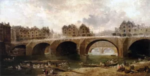 Demolition of the Houses on the Pont Notre-Dame in 1786 by Hubert Robert - Oil Painting Reproduction