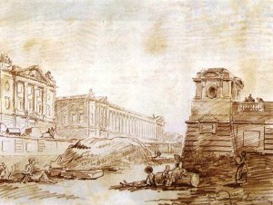 Ditch at Place de la Concorde by Hubert Robert Oil Painting