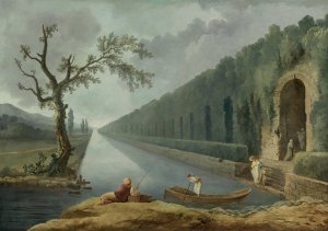 Garden Scene With A Canal by Hubert Robert Oil Painting