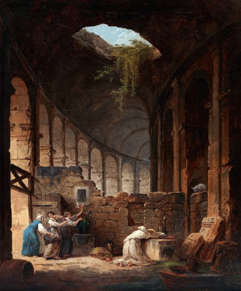 Main Product Photo of Hermit in the Colosseum  Painting by Hubert Robert