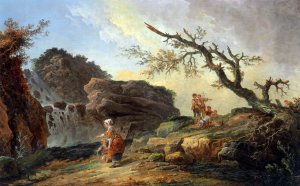 La Cascade by Hubert Robert Oil Painting