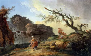 La Cascade by Hubert Robert - Oil Painting Reproduction