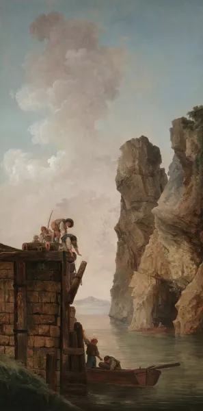 La Debarcadere Oil painting by Hubert Robert