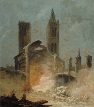 La Demolition de l'eglise Saint-Jean-en-Greve, en 1800 by Hubert Robert Oil Painting