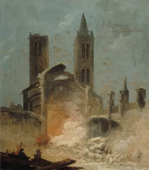La Demolition de l'eglise Saint-Jean-en-Greve, en 1800 by Hubert Robert Oil Painting