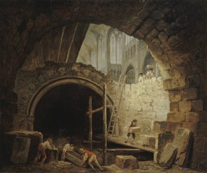 La Violation des caveaux des rois dans la basilique de Saint-Denis, en octobre 1793 by Hubert Robert Oil Painting