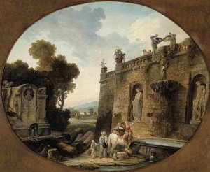 L'Abreuvoir by Hubert Robert Oil Painting