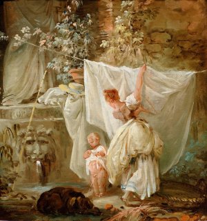 Laundress And Child by Hubert Robert Oil Painting