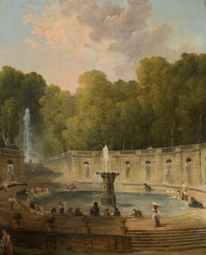 Lavandieres dans un parc by Hubert Robert Oil Painting