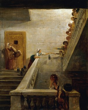 Le Ravitaillement des prisonniers a la prison de Saint-Lazare by Hubert Robert Oil Painting