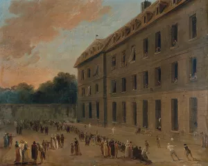 Recreation des prisonniers a Saint-Lazare; la partie de ballon by Hubert Robert Oil Painting