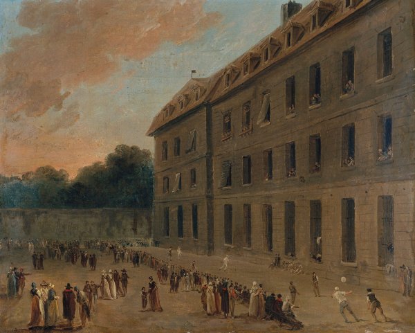 Main Product Photo of Recreation des prisonniers a Saint-Lazare; la partie de ballon  Painting by Hubert Robert