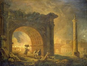 Roman Ruins by Hubert Robert Oil Painting