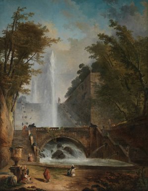 Stair and Fountain in the Park of a Roman Villa by Hubert Robert Oil Painting