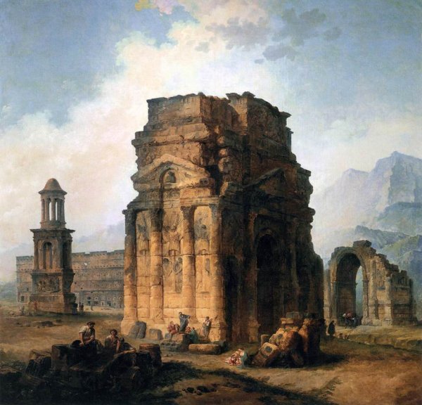 Main Product Photo of The Arc de Triomphe and the Theatre of Orange Painting by Hubert Robert
