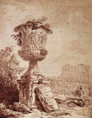 The Draughtsman of the Borghese Vase by Hubert Robert - Oil Painting Reproduction
