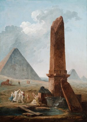 The Farandole Amidst Egyptian Monuments by Hubert Robert Oil Painting