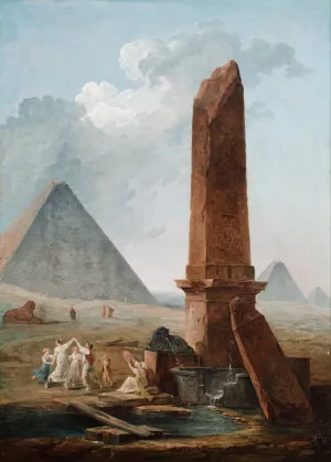 The Farandole Amidst Egyptian Monuments by Hubert Robert Oil Painting