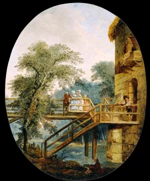 The Footbridge by Hubert Robert - Oil Painting Reproduction
