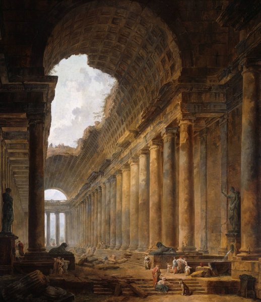 The Old Temple  by Hubert Robert - Hand-Painted Oil Painting Reproduction