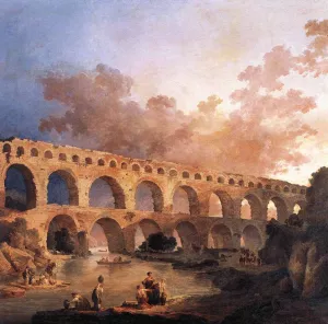 The Pont du Gard by Hubert Robert - Oil Painting Reproduction