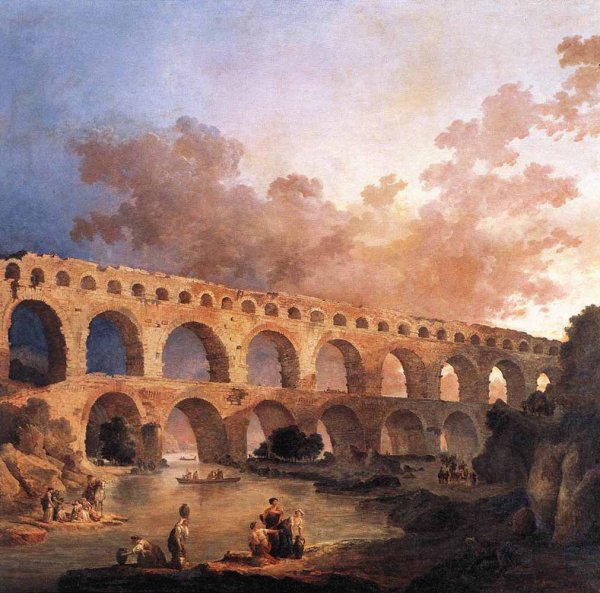 Main Product Photo of The Pont du Gard Painting by Hubert Robert