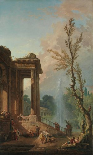 The Portico of a Country Mansion by Hubert Robert Oil Painting