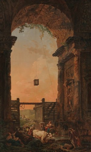 The Return of the Cattle by Hubert Robert Oil Painting