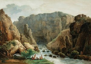 The Springs At Fontaine De Vaucluse by Hubert Robert Oil Painting