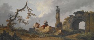 The Statue by Hubert Robert Oil Painting
